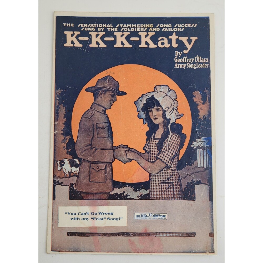 Antique Original MILITARY Sheet Music: 1918 K-K-K-KATY Small Version #SM3